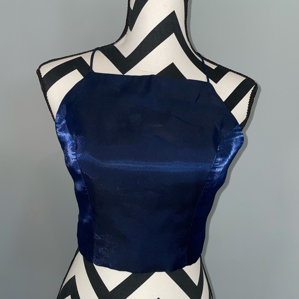 Faviana **2 piece Navy blue Shimmer Dress** - Picture 4 of 14